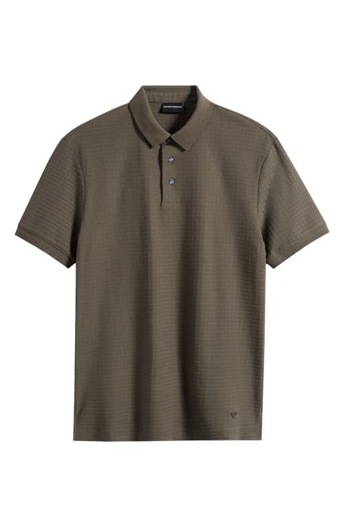 Emporio Armani Geo Texture Cotton Polo In Brown