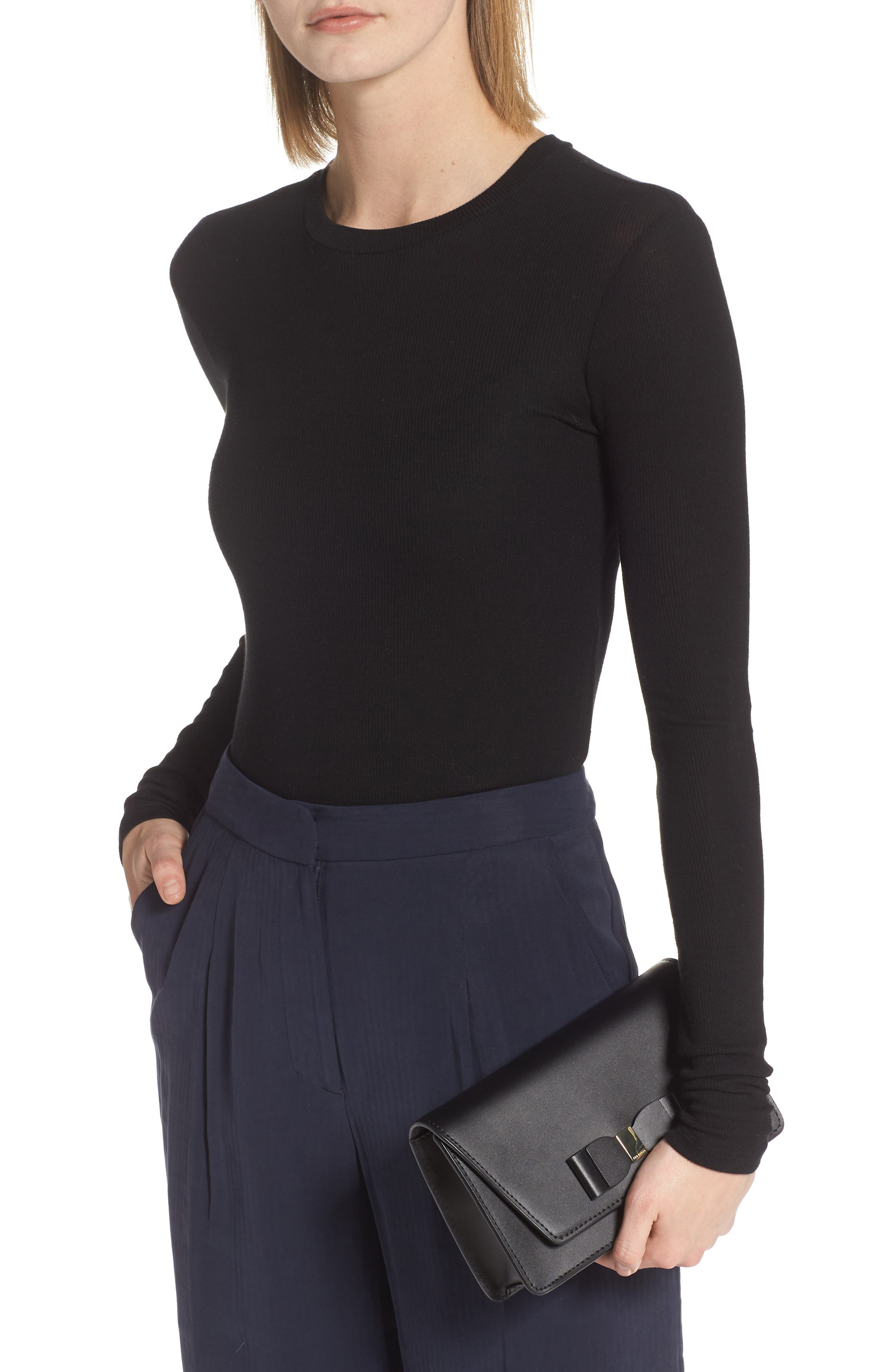 Ted Baker London Keeiira Bow Leather Evening Bag, Alternate, color, 