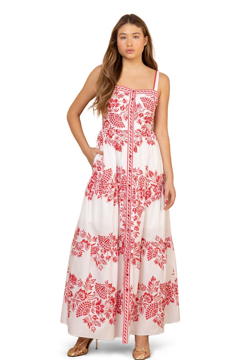 Jream Cotton Poplin Maxi Dress, Alternate, color, Red