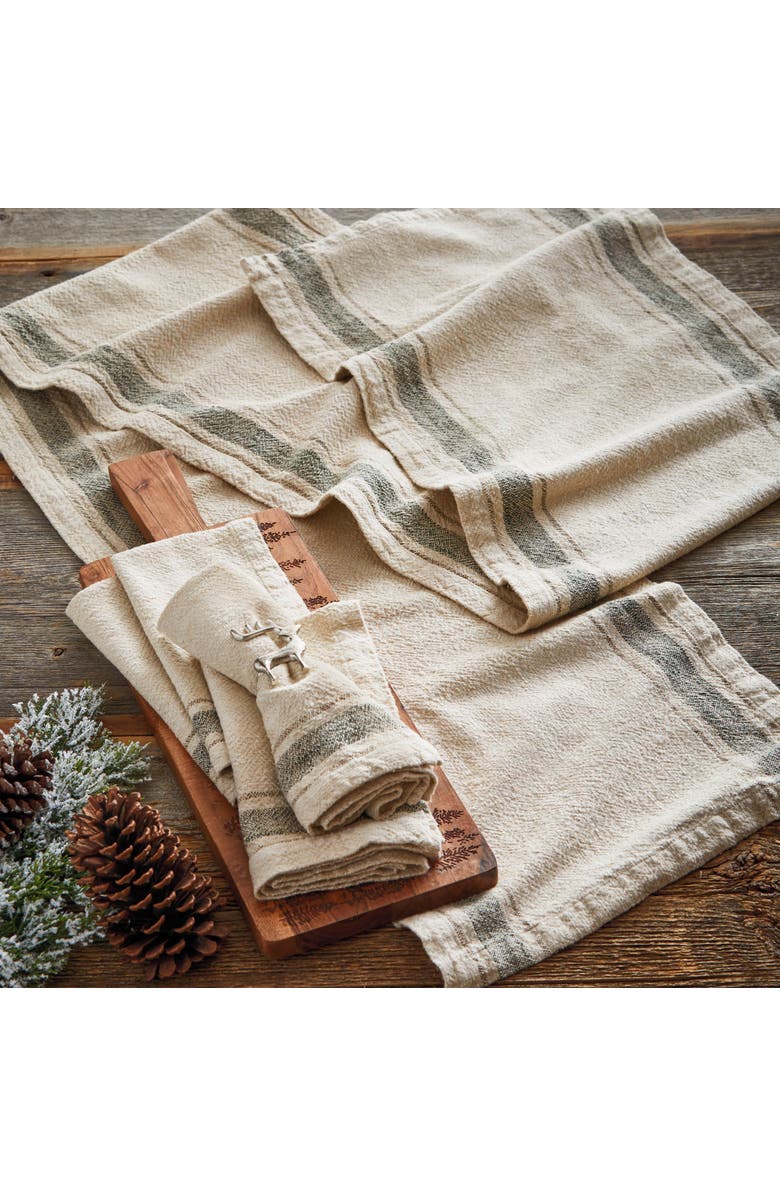tag Aspen Stripe Cotton Table Runner Beige for Christmas Decor, Alternate, color, Beige
