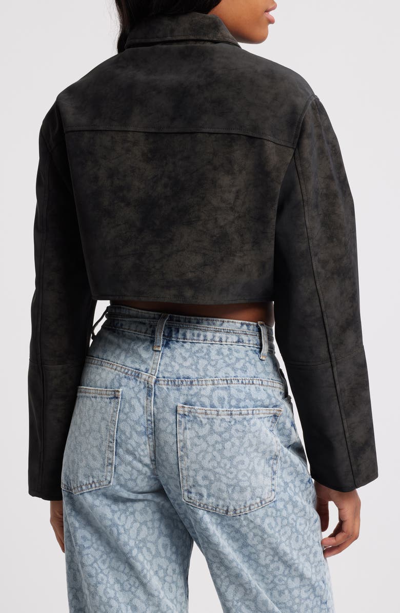 NASTY GAL Distressed Faux Leather Jacket, Alternate, color,
