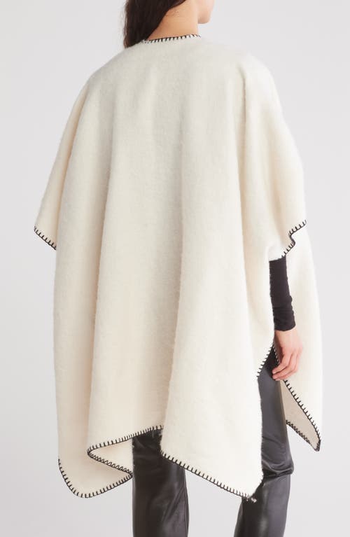 Natasha Whipstitch Open Front Cardigan In Ivory