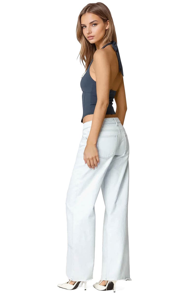 EDIKTED Peekaboo Lace Halter Corset Top, Alternate, color, Navy