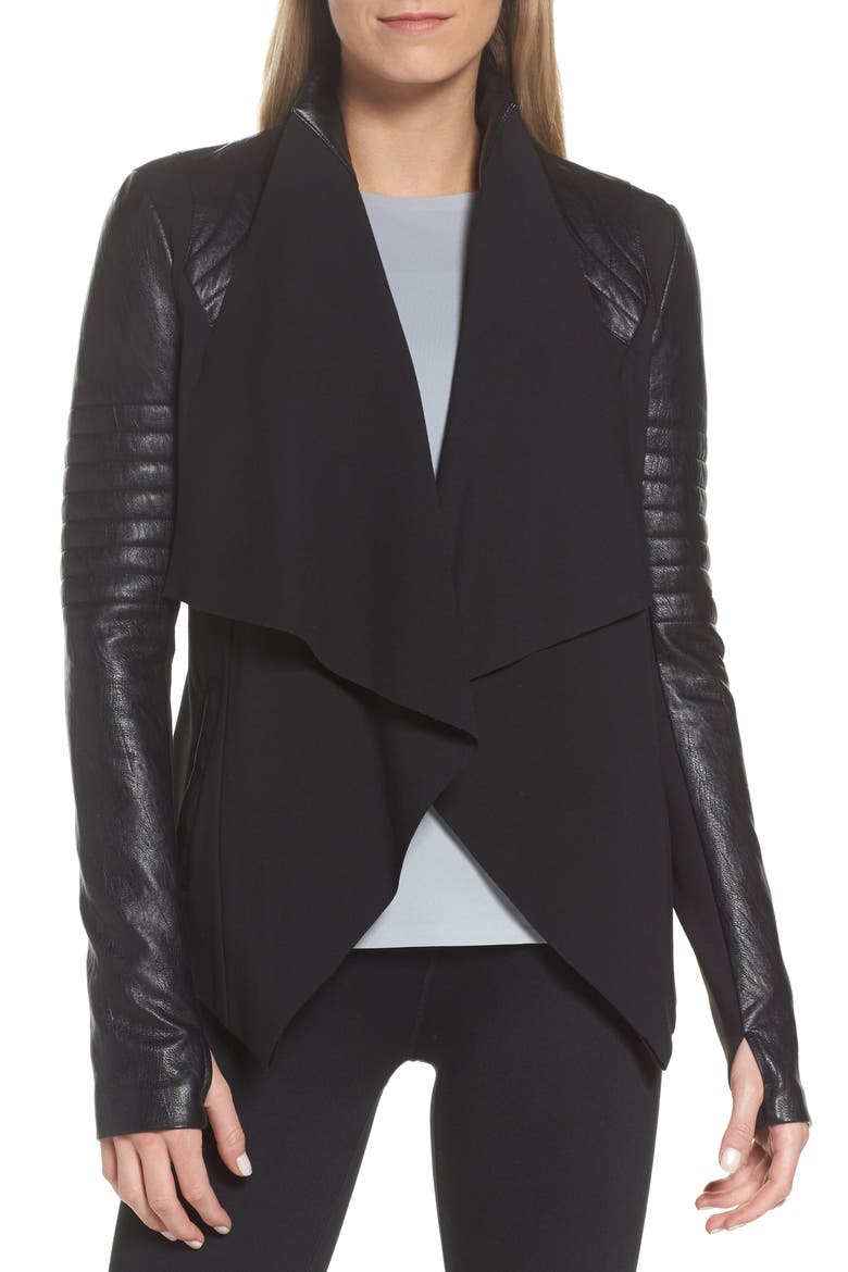 Drape Front Jacket, Main, color, BLACK