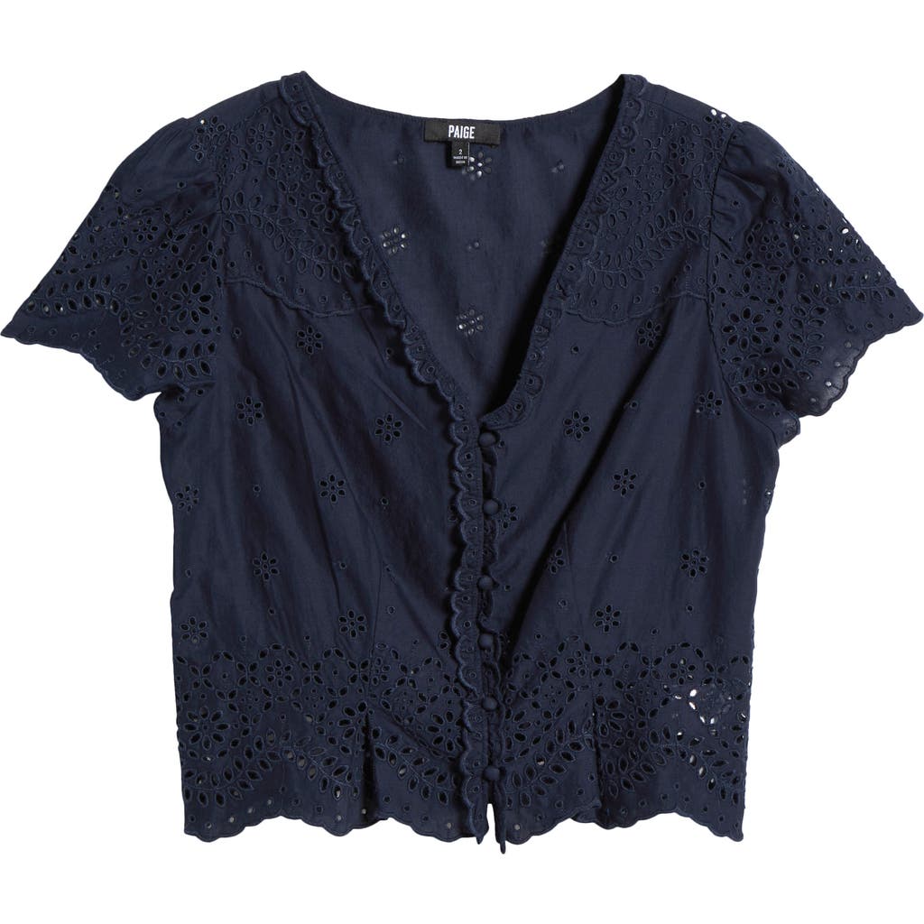 PAIGE PAIGE QUINTA COTTON EYELET BUTTON-UP SHIRT