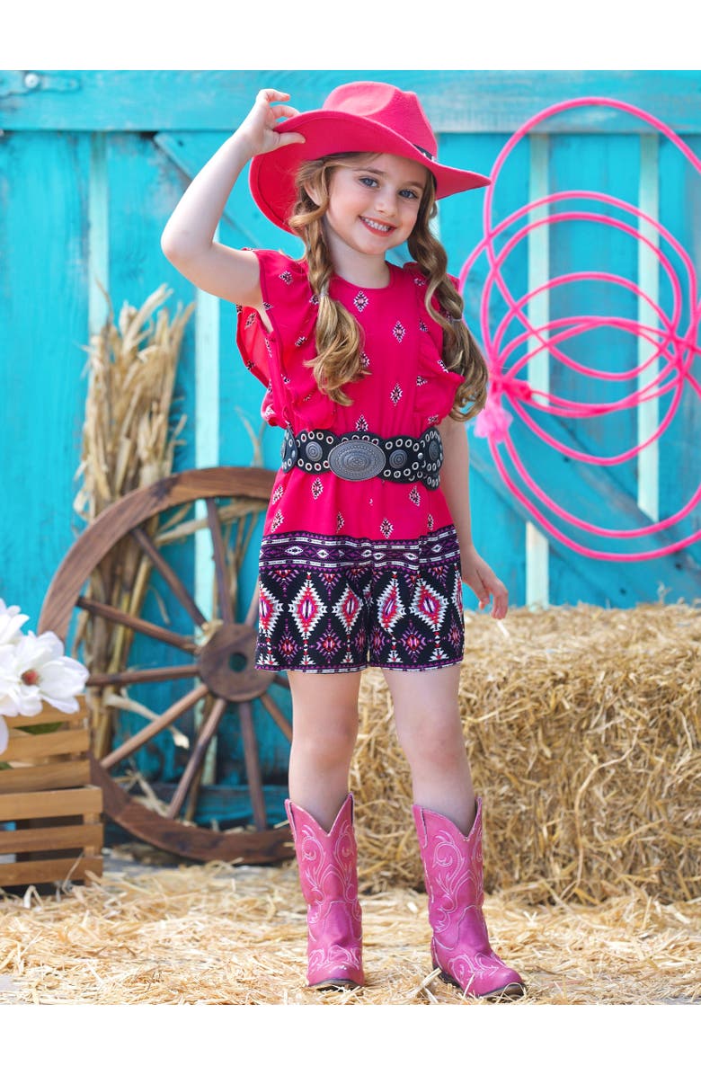 Mia Belle Girls Desert Rose Ruffle Romper, Alternate, color, Pink