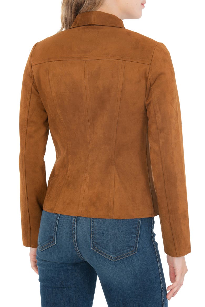 Carina Faux Suede Drape Moto Jacket, Alternate, color, WHISKEY