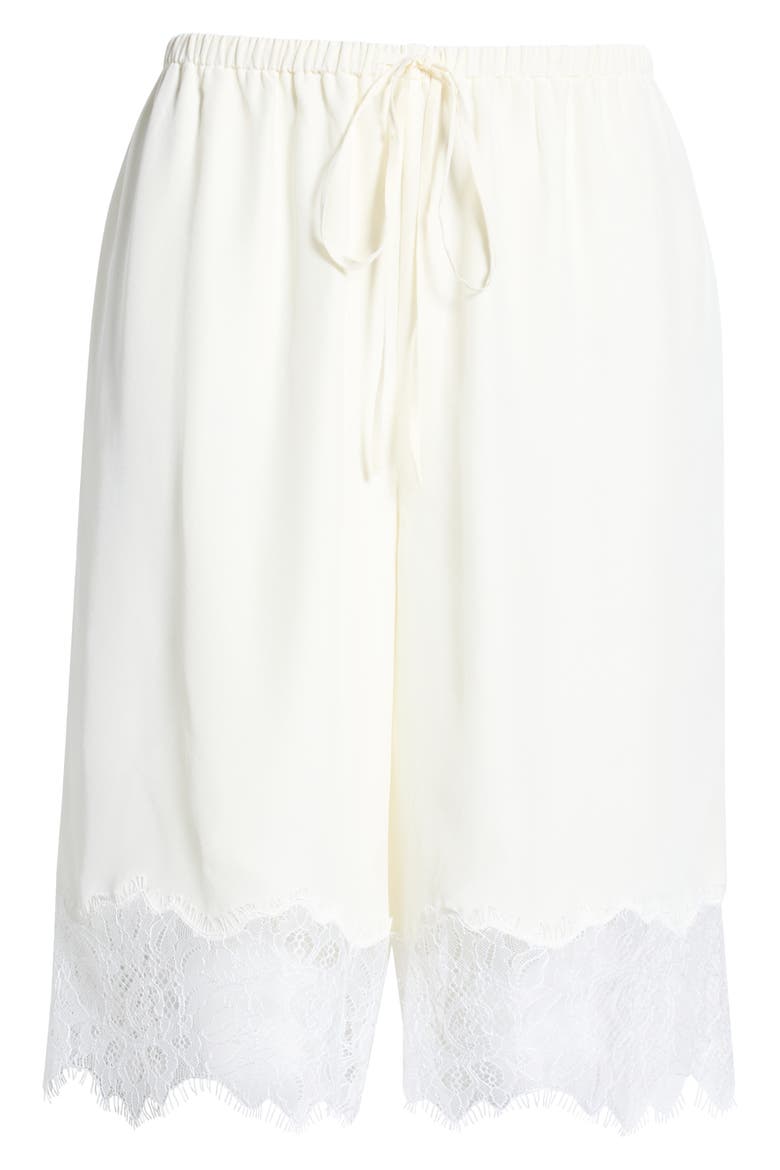 Verano Silk & Lace Shorts, Alternate, color, WHITE