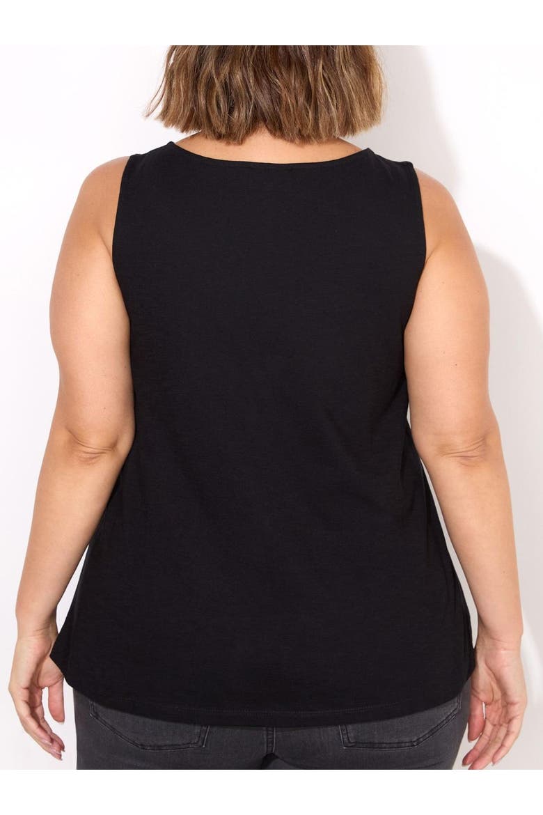 Round Cotton Slub Neck Vest, Alternate, color, Black