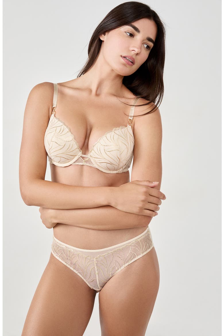 Envolee N°9 Underwire Bra, Alternate, color, BEIGE/ GOLD