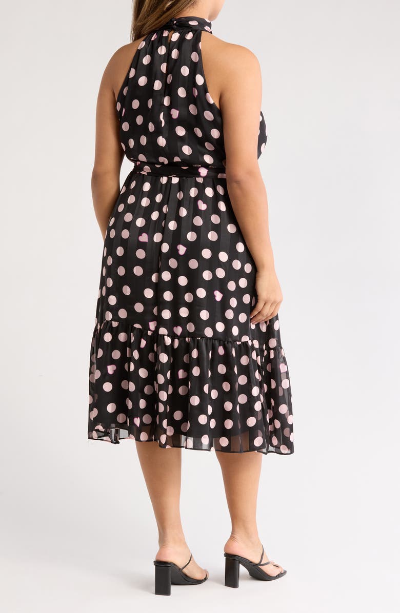 London Times Heart & Dot Print Sleeveless Fit & Flare Dress, Alternate, color, Black/ Blush