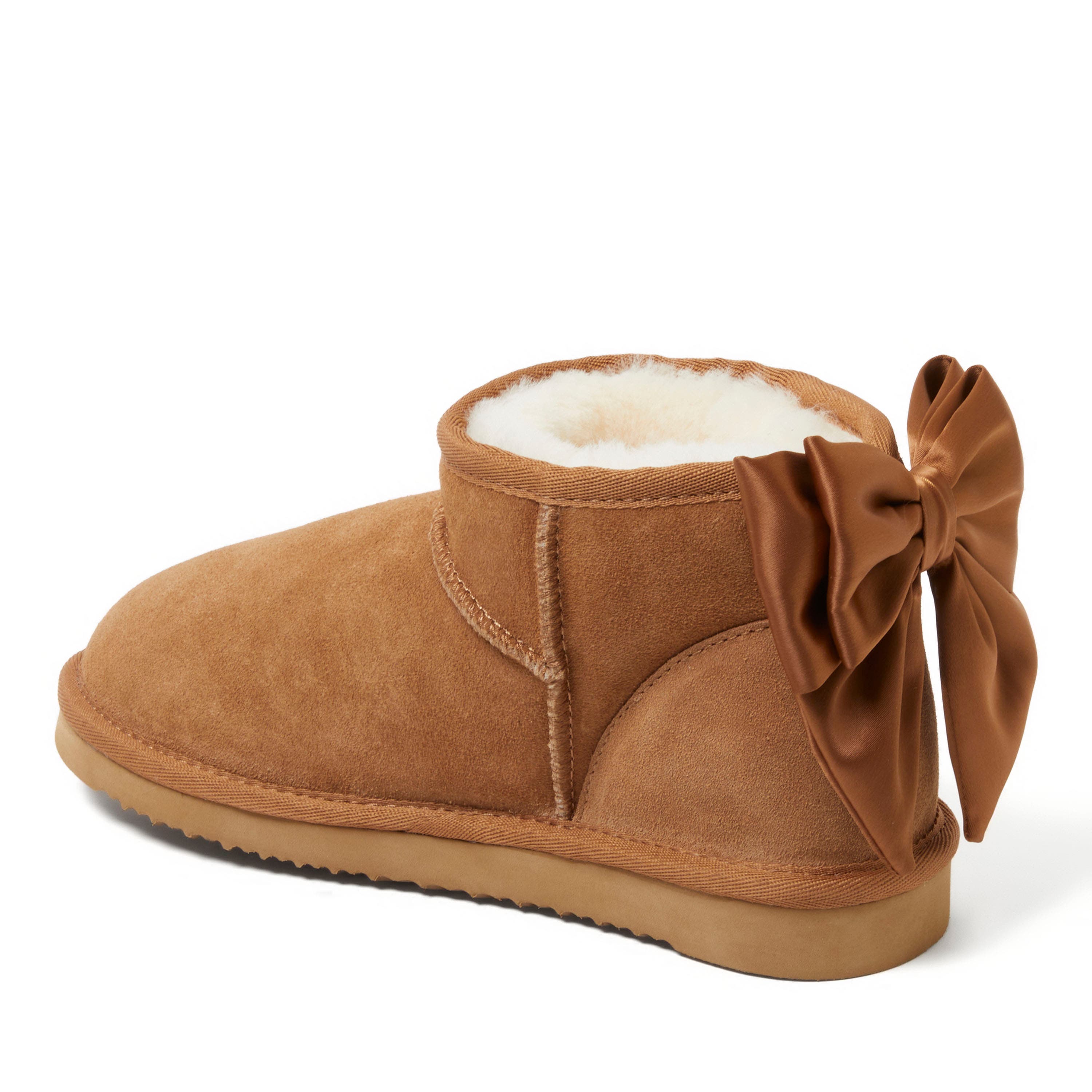 DEARFOAMS Fireside Riverland Genuine Shearling Bootie with Bow, Alternate, color, 