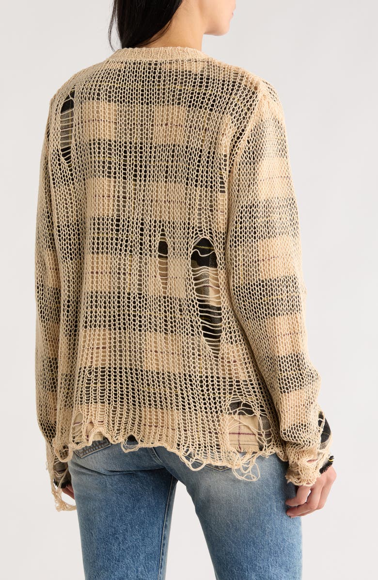 R13 Distressed Overlay Relaxed Flannel Cardigan, Alternate, color, 