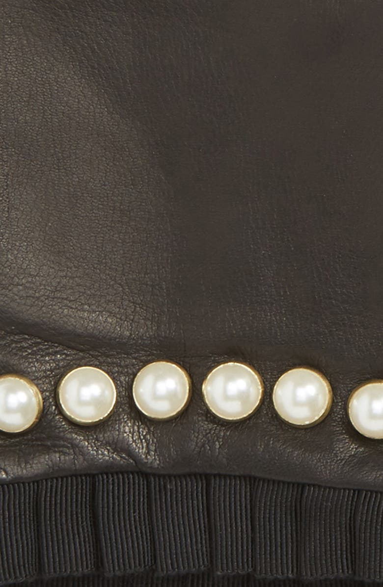 Echo Imitation Pearl Trim Leather Touchscreen Gloves, Alternate, color, 