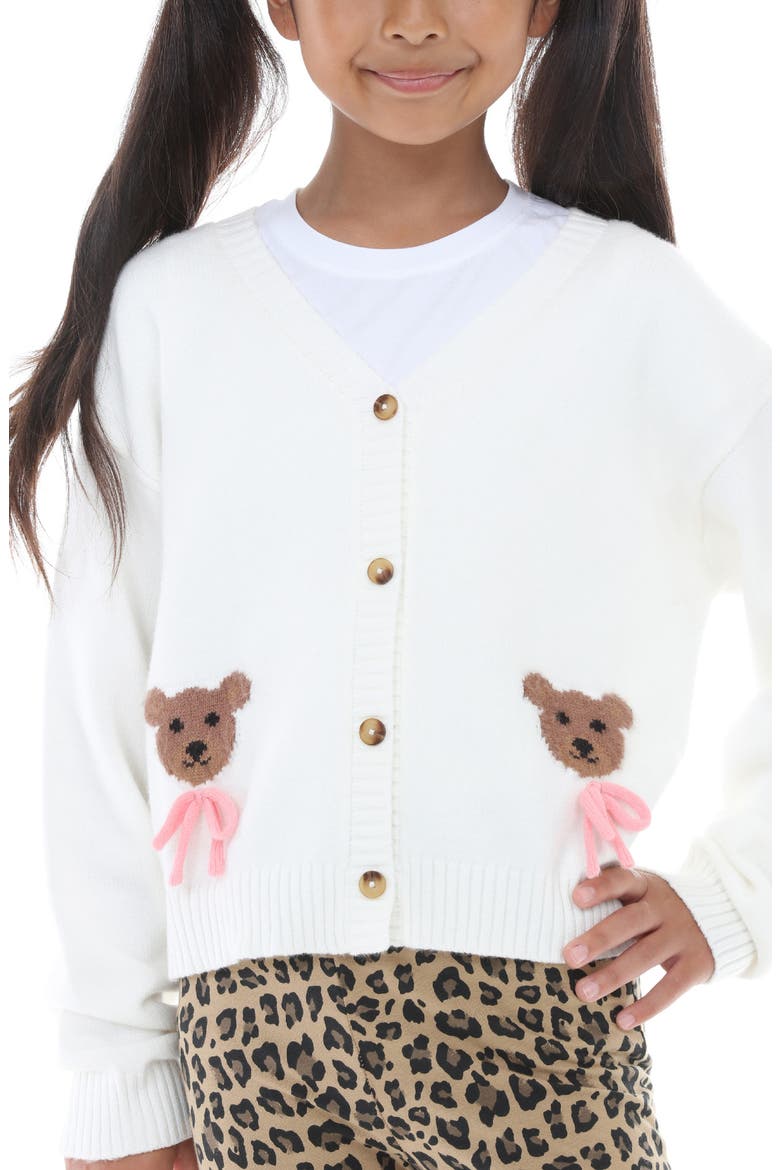 Kids' Bear Cardigan, Alternate, color, OFF-WHITE