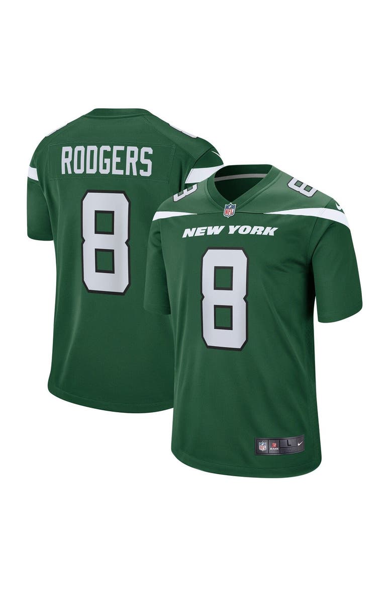 Youth Nike Aaron Rodgers Gotham Green New York Jets Game Jersey, Main, color, Green