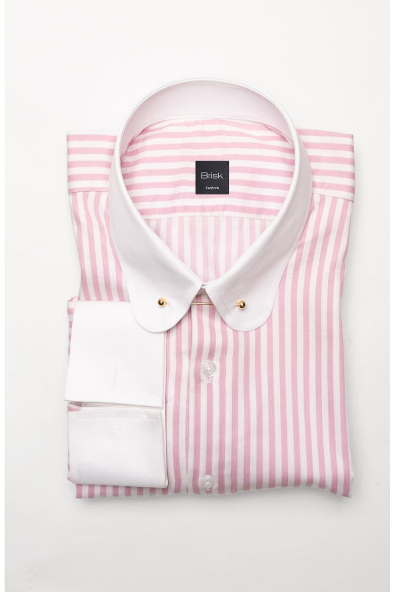 Bengal Twill Stripes Pima Cotton Shirt, Main, color, White Club Golden Pin Collar