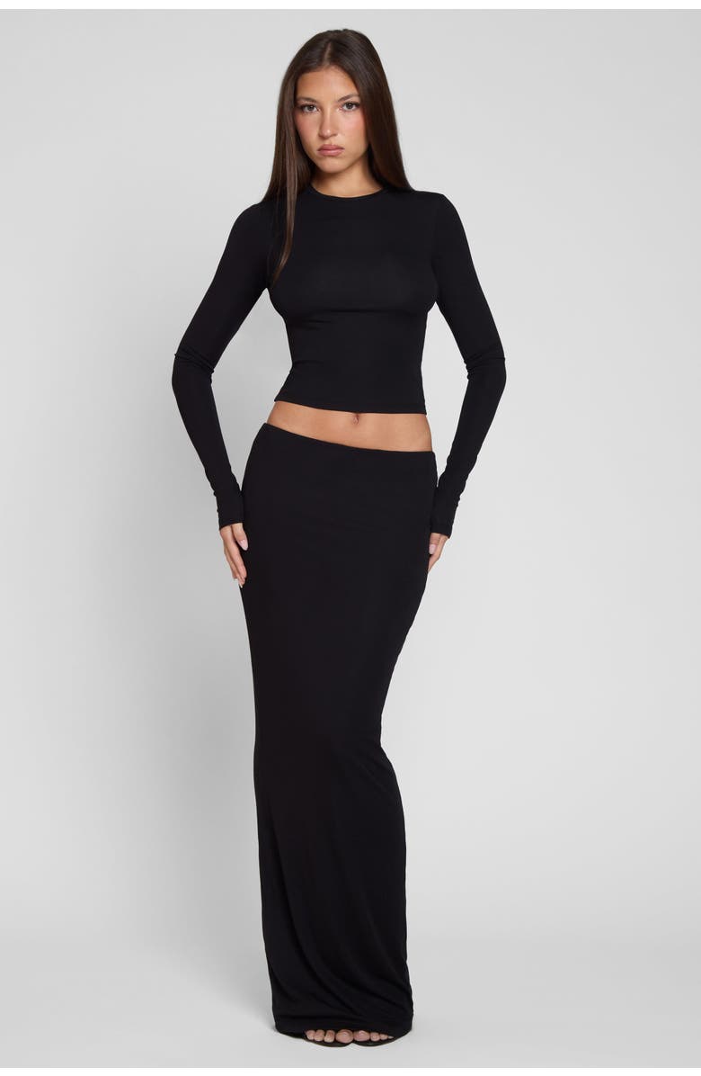 LEAU Everyday Jersey Maxi Skirt, Alternate, color, Black