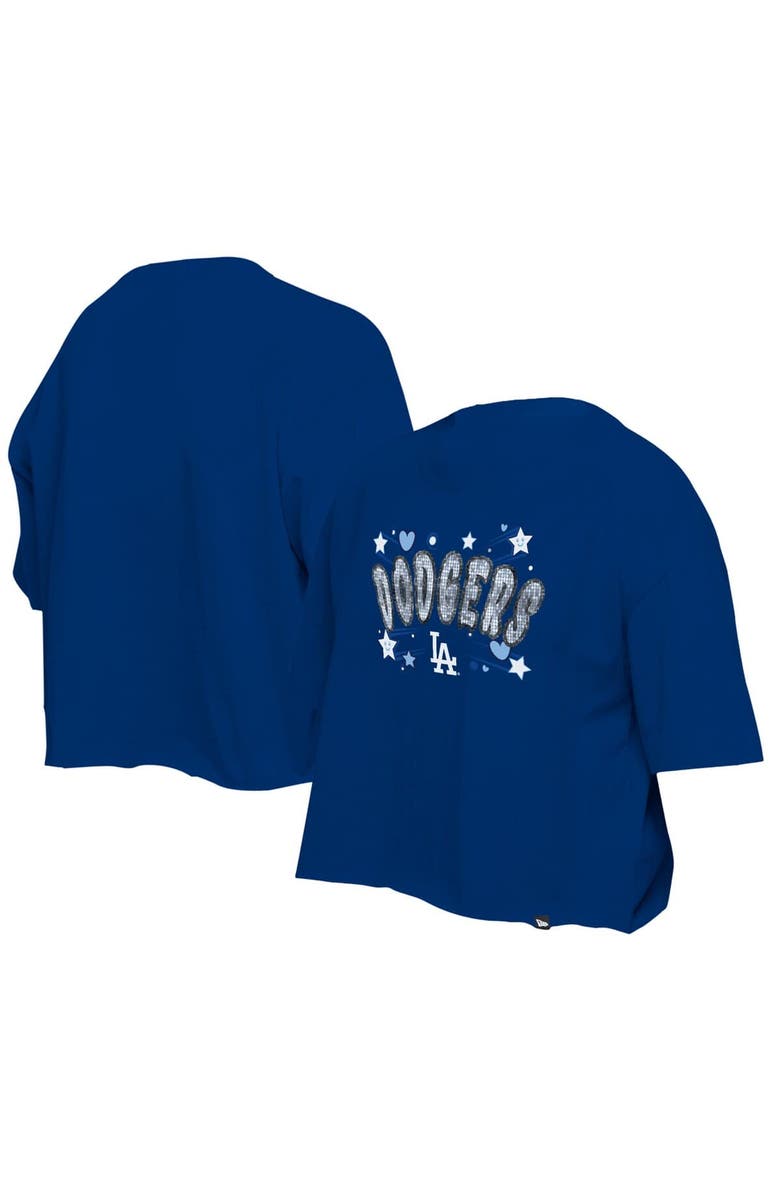 New Era Girls Youth New Era Blue Los Angeles Dodgers Flip Sequin Team T-Shirt, Main, color, 