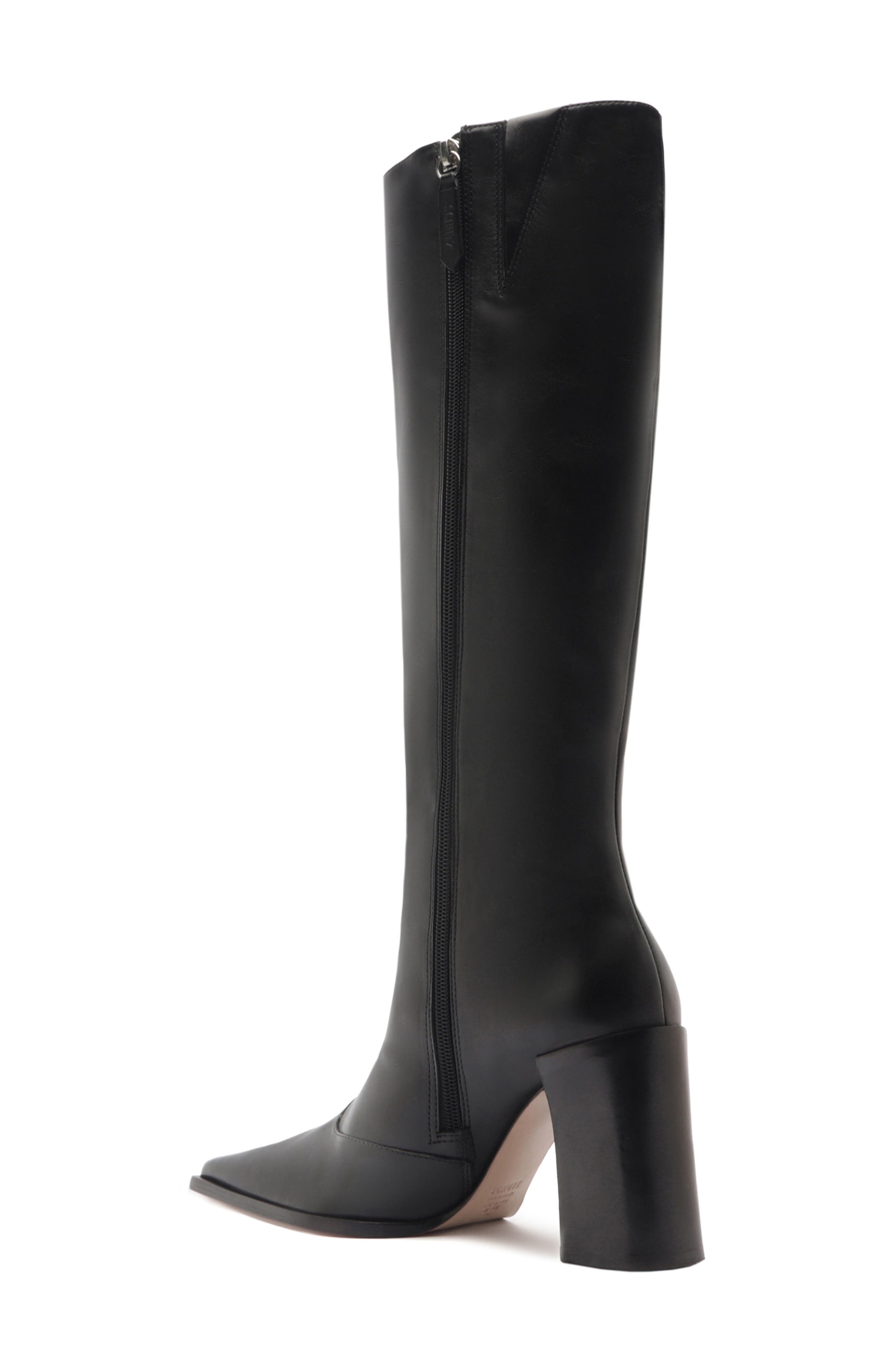 Schutz Raffaela Up Block Pointed Toe Knee High Boot, Alternate, color, Black