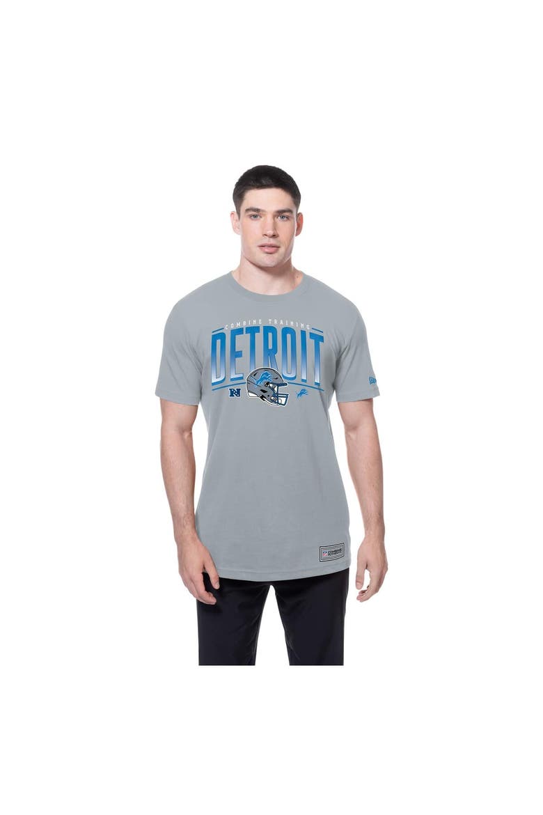 Men's New Era Silver Detroit Lions Combine Authentic Helmet T-Shirt, Alternate, color, Silver
