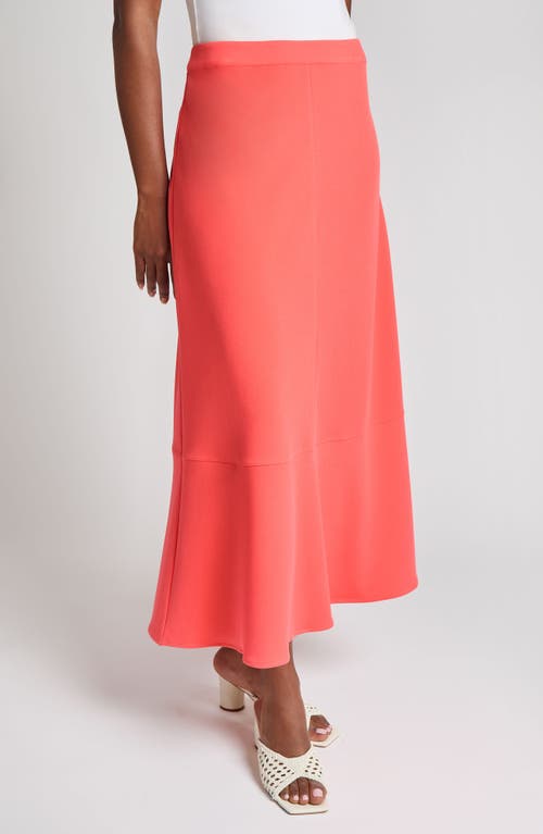 Shop Ming Wang Heritage Fit Flare Deco Crêpe De Chine Maxi Skirt In Sunkist Coral