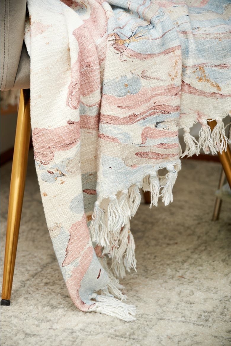 Marble Rose Quartz Accent Throw Blanket, Alternate, color, Pink