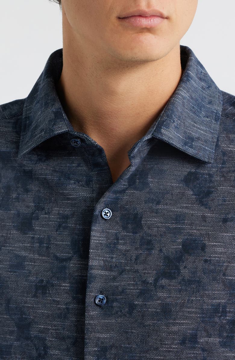 Robert Barakett Zander Knit Button-Up Shirt, Alternate, color, Navy