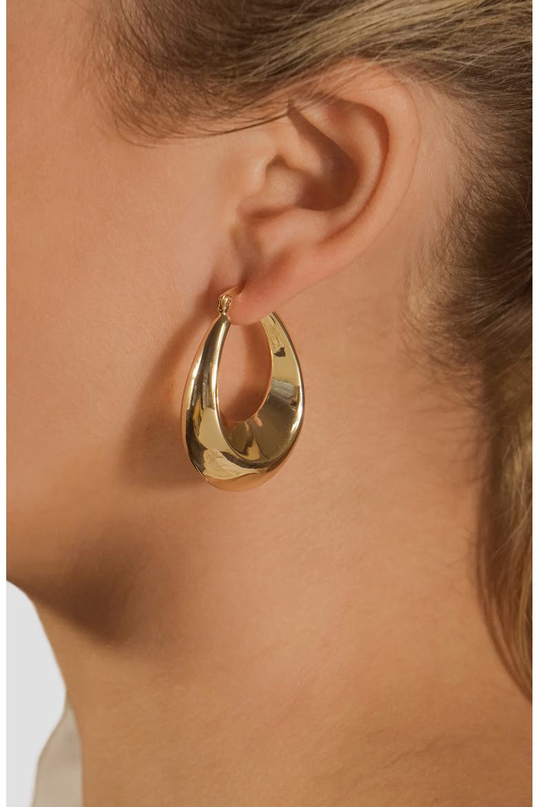 Autumn Elongated Drop Hoop Earrings, Alternate, color, GOLD