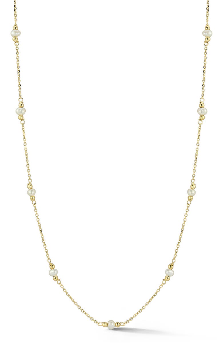 Ember Fine Jewelry Freshwater Pearl Station Necklace, Main, color, Gold