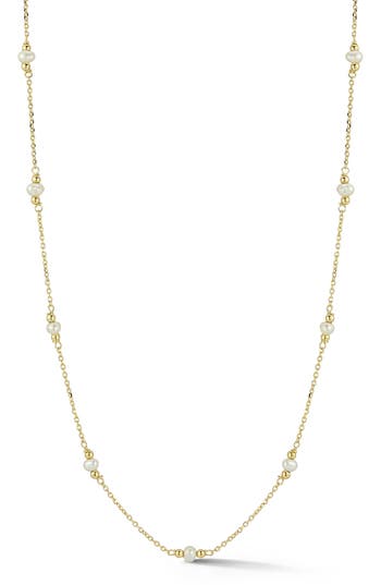 Ember Fine Jewelry Freshwater Pearl Station Necklace In Gold