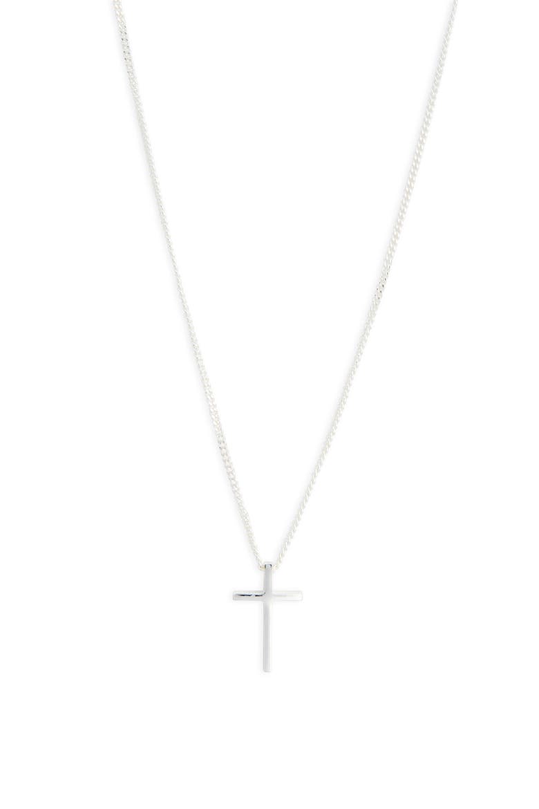 Sterling Silver Cross Pendant Necklace, Main, color, SILVER