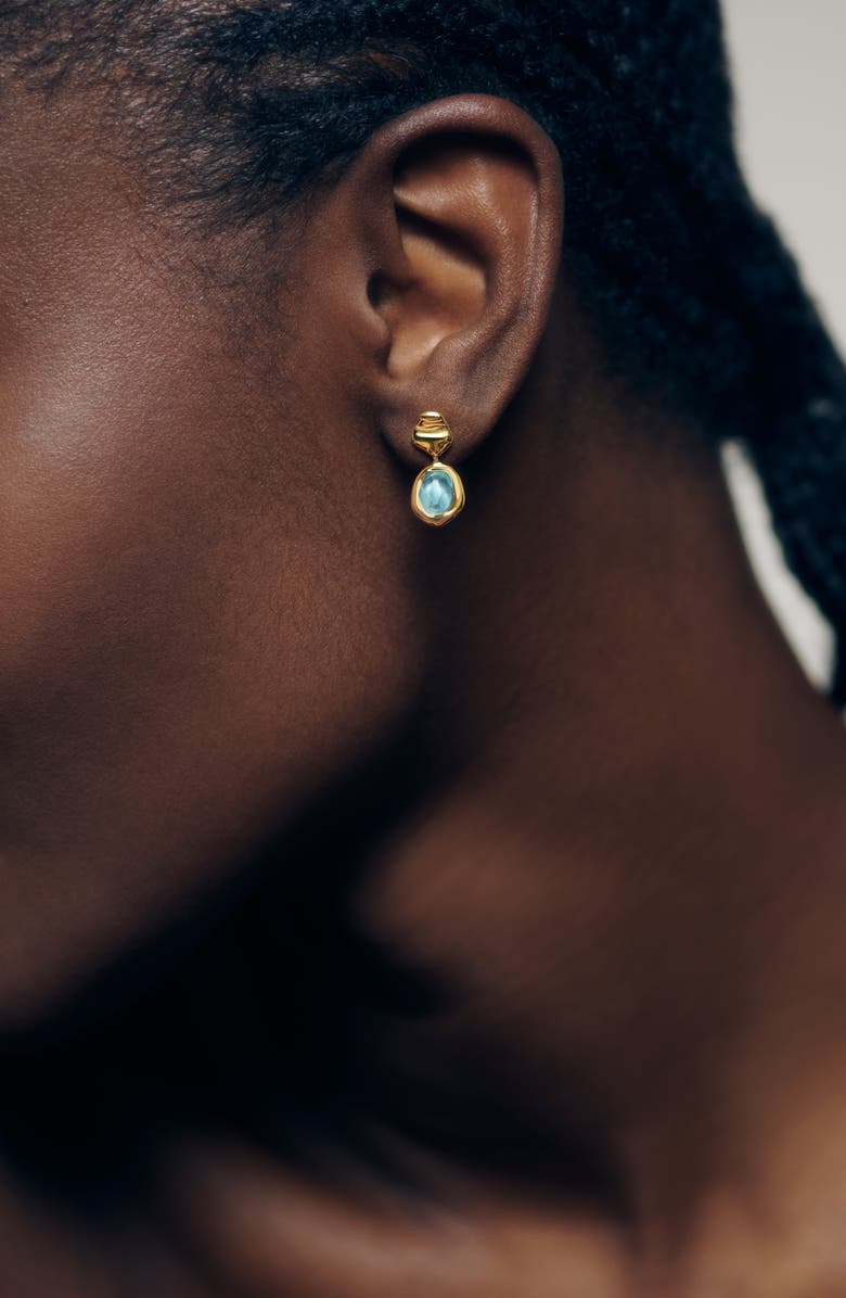Monica Vinader Odyssey Aquamarine Drop Earrings, Alternate, color, 18Ct Gold Vermeil