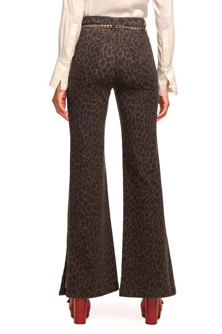 Tyra Print Flare Jeans, Alternate, color, DEEP OLIVE ANIMAL