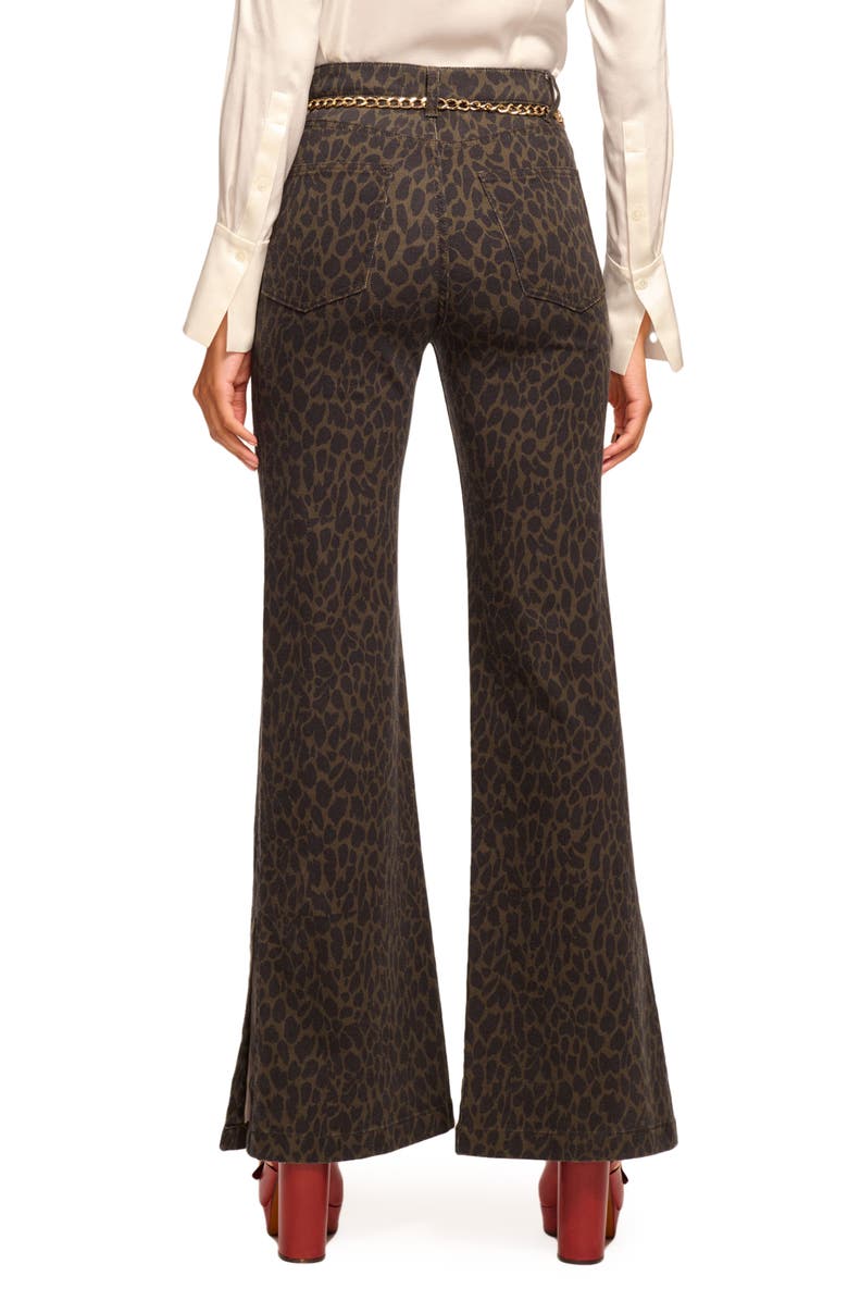 Ramy Brook Tyra Print Flare Jeans, Alternate, color, Deep Olive Animal