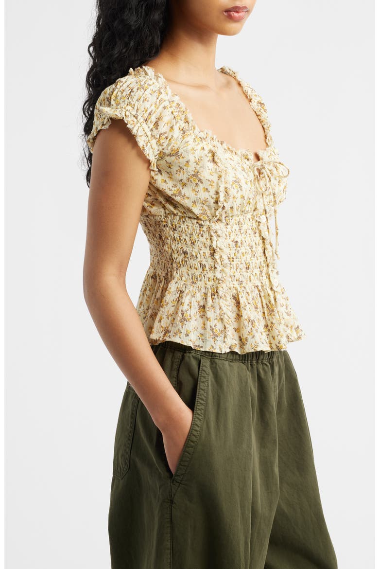 Mabel Floral Cotton Top, Alternate, color, YELLOW FLORAL