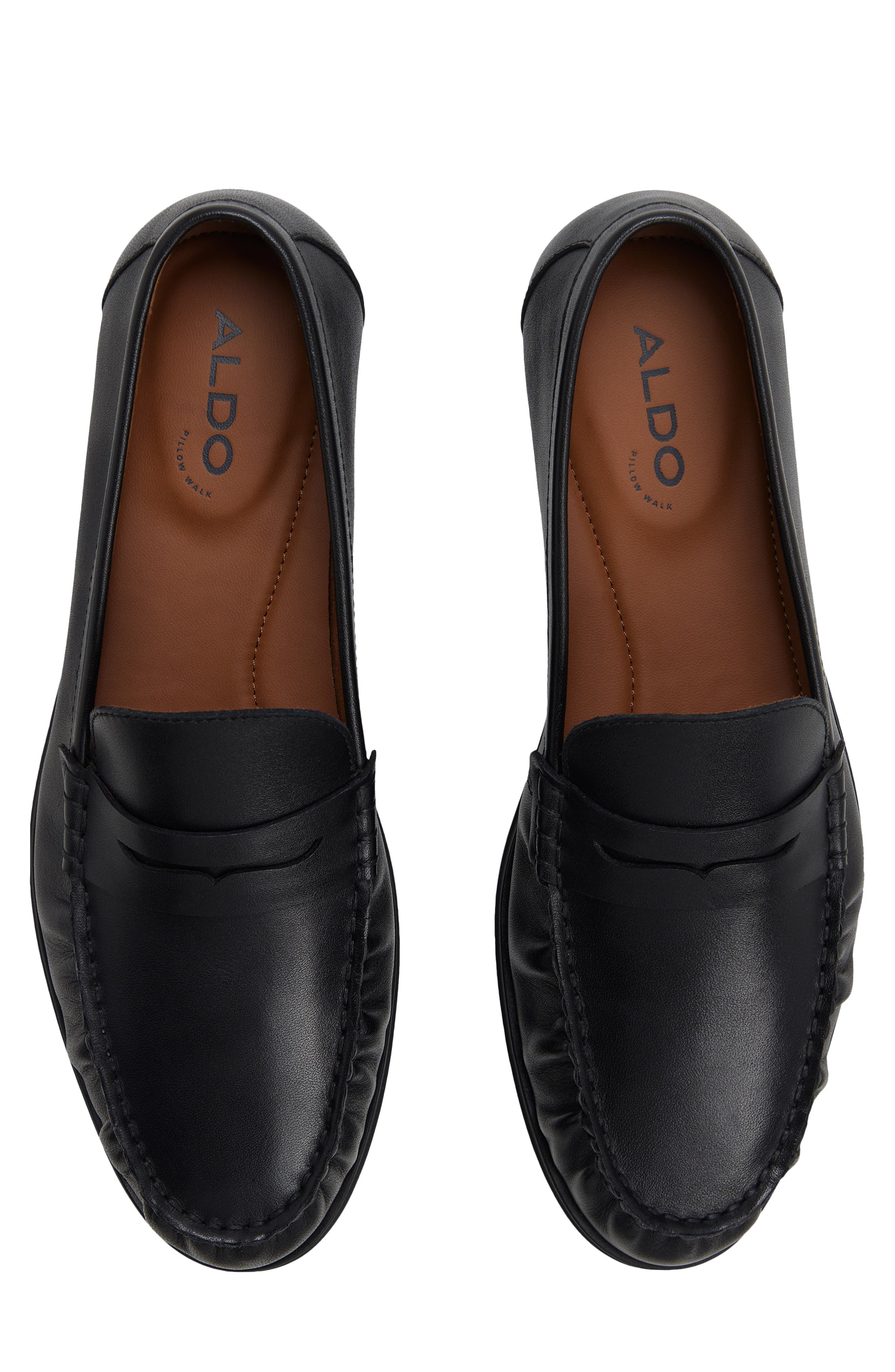 Mikah Leather Penny Loafer, Alternate, color, BLACK/ BLACK