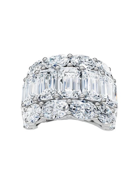 12.30Ct Diamond Wide Fashion Ring Emerald & Oval Cut Gold Lab Grown Band