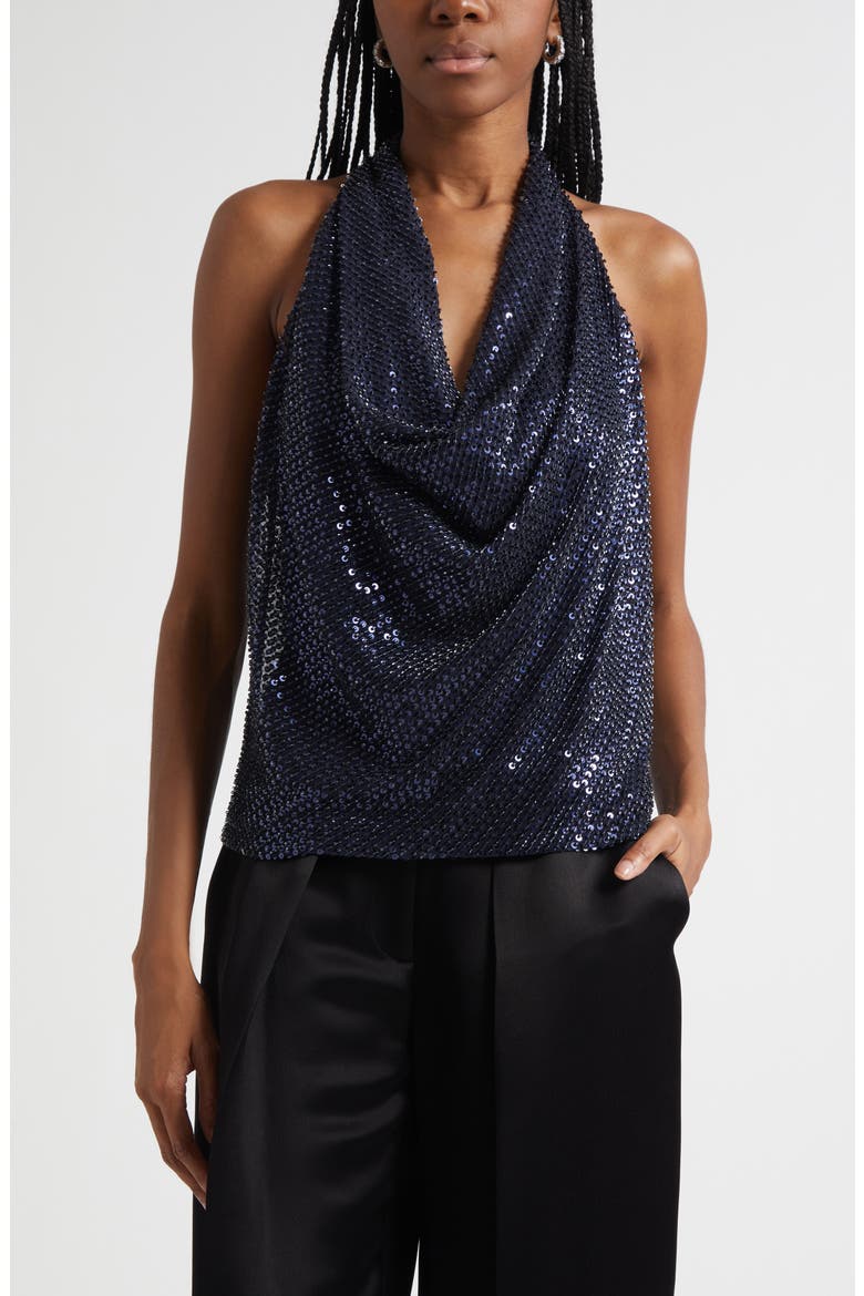 Alice Sequin Halter Top, Main, color, NAVY BEADED MESH