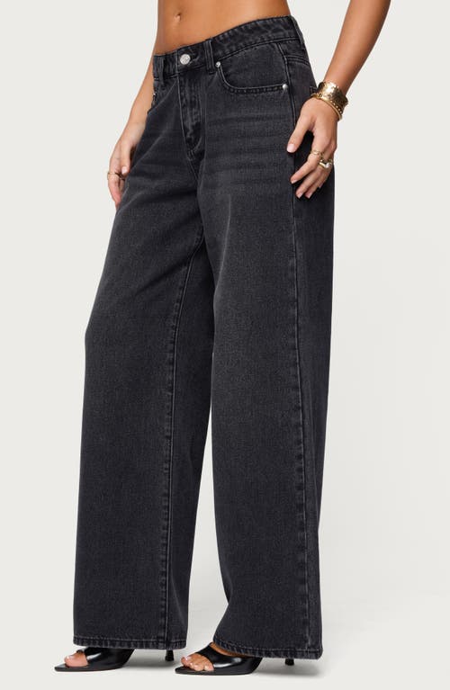 Edikted Ery Low Rise Wide Leg Jeans In Black