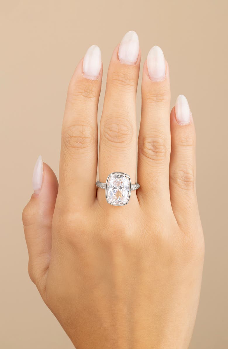 Sterling Forever Taylor's Elongated Cubic Zirconia Ring, Alternate, color, Silver