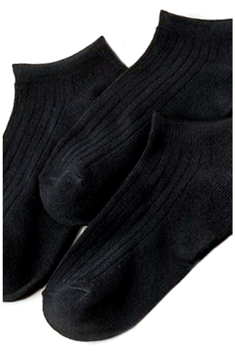 3-Pack Cotton Blend Rib Ankle Socks, Alternate, color, BLACK