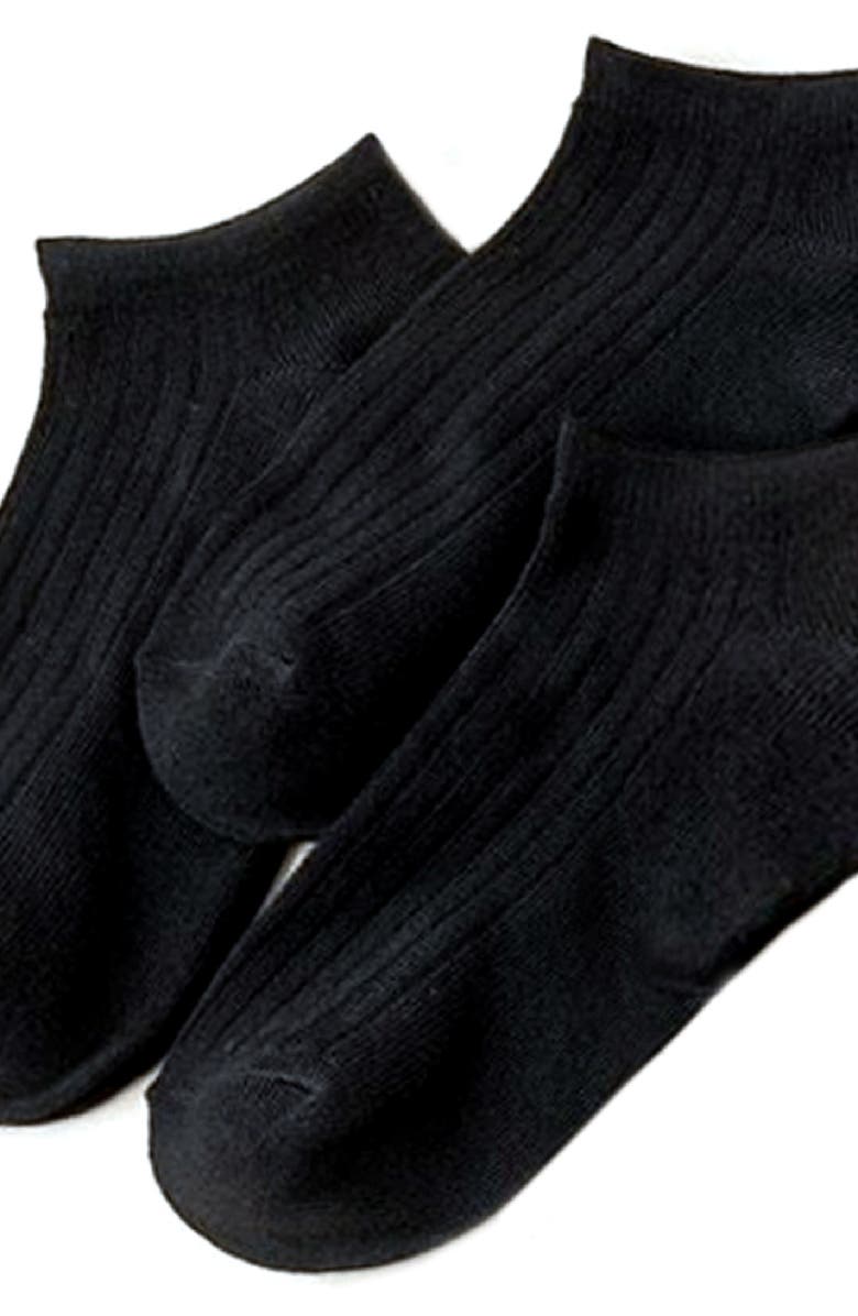 Stems 3-Pack Cotton Blend Rib Ankle Socks, Alternate, color,