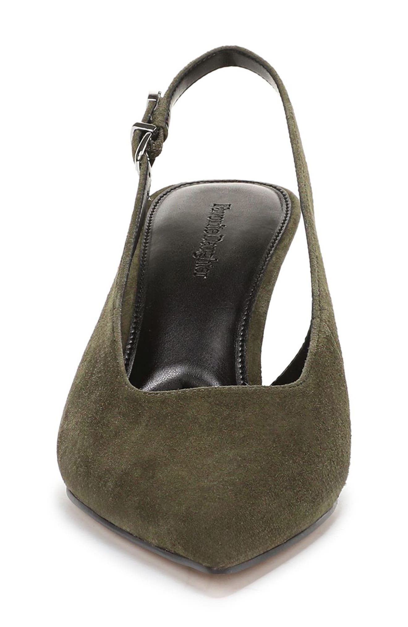 Sierra Pointed Toe Slingback Pump, Alternate, color, OLIVE SUEDE