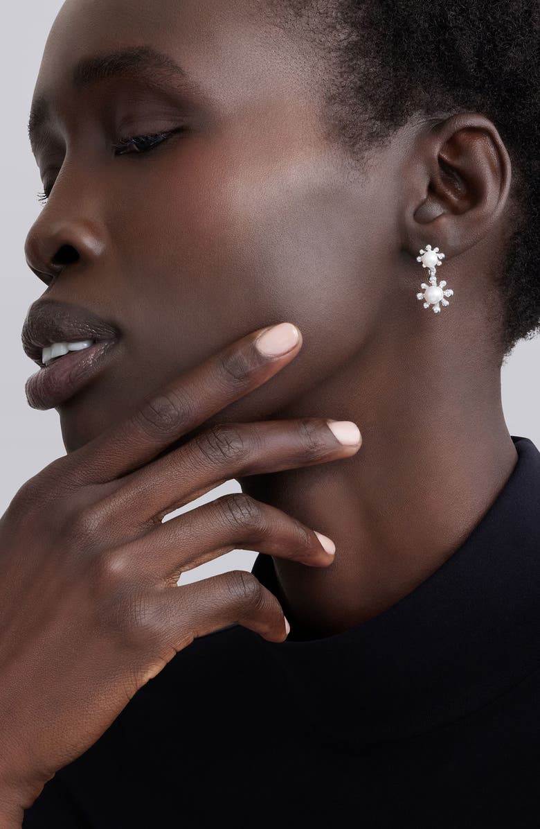 LAGOS Luna Fleur Cultured Pearl Drop Earrings, Alternate, color, Silver