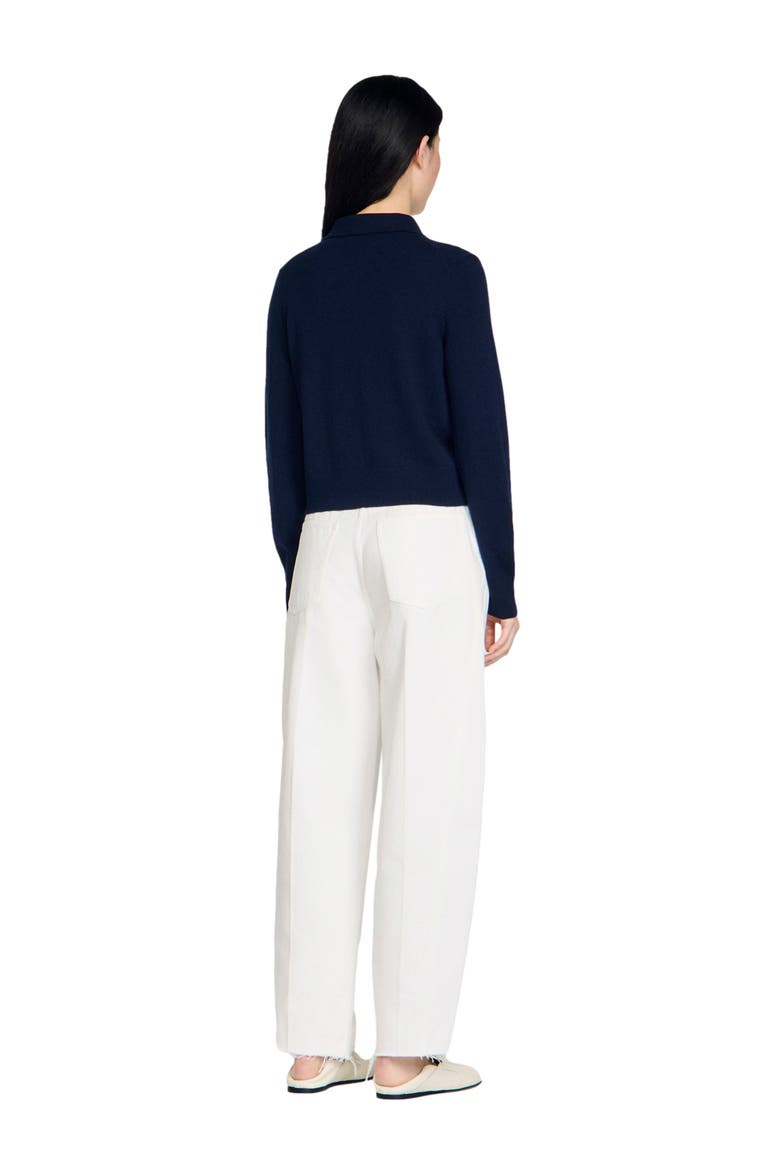 Striped wool-cashmere cardigan, Alternate, color, Navy blue
