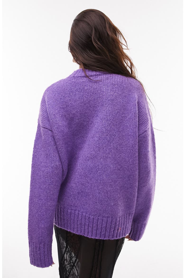 Fluffy Crewneck Sweater, Alternate, color, PURPLE