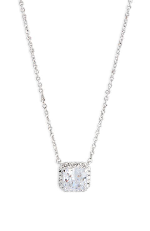 Cubic Zirconia Halo Pendant Necklace