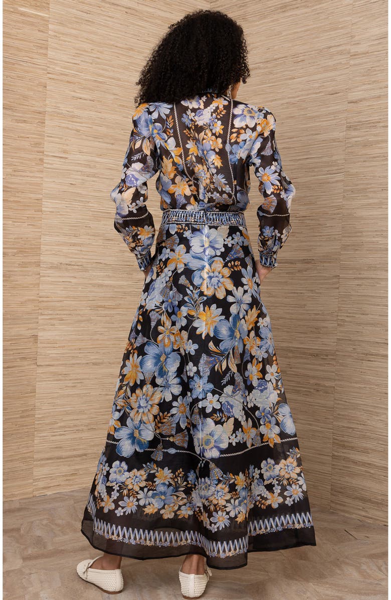 Hale Bob Quitterie Linen Organza Skirt, Alternate, color, Black