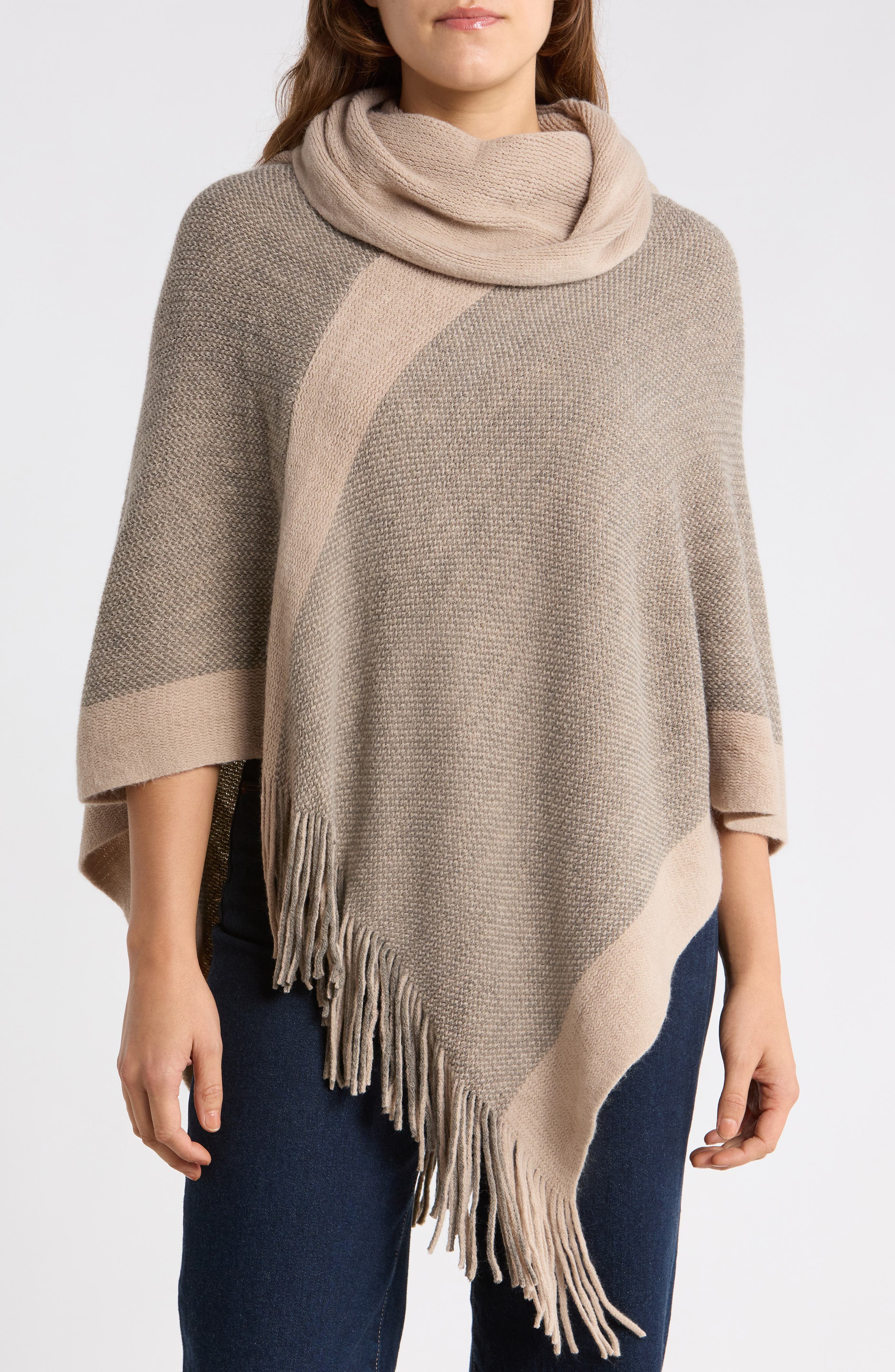 Cowl Neck Knit Poncho